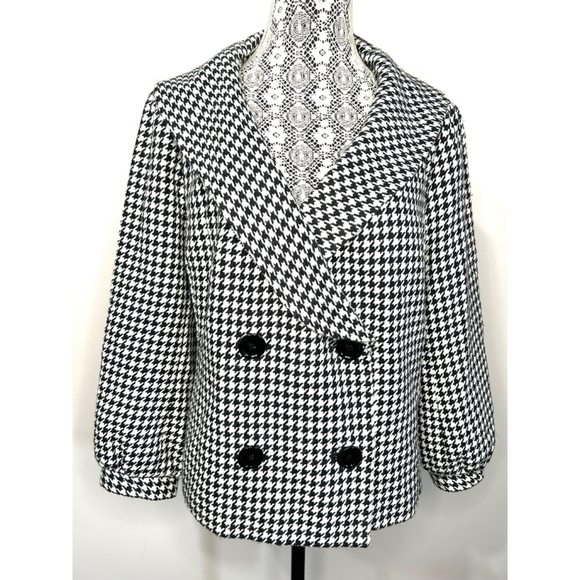 Women's Nygard Black & White Houndstooth Blazer Petite oversized collar Size 16 - Picture 9 of 10